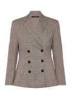 Chester Check Cinched Blazer French Connection Brown