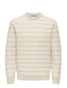 Onsming Life Reg Ls Crew Neck Knit ONLY & SONS Cream