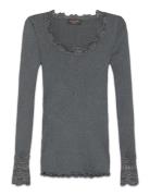Rwbenita Silk Ls O-Neck Lace T-Shir Rosemunde Grey