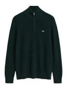 Cotton Merino Ribbed Half Zip GANT Green