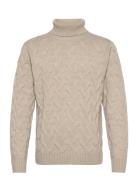 1927 Merino Blend Texture Roll Neck Lindbergh Black Beige