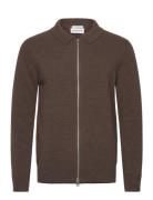 Lambswool L/S Cardigan With 2-Way Z Lindbergh Brown