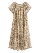 Dress Chiffon Hi Low Aop Lindex Beige