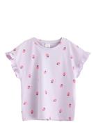 Top Dropped Shoulder Frill Aop Lindex Pink