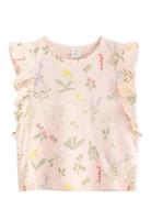 Top Ss Flounces Aop Lindex Pink