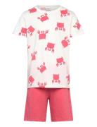 Set Top Ss Aop Shorts Lindex Pink