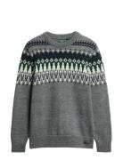 Fairisle Knit Crew Jumper Superdry Grey