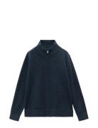 Zipped Knit Cardigan Mango Navy