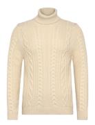 Jacob Cable Roll Neck Jumper Superdry Cream