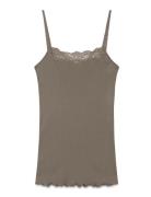 Rwbernadine Organic Sl Strap Lace T Rosemunde Beige