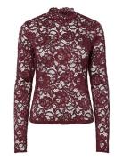Yaslacey Ls Lace Top S. Noos YAS Burgundy