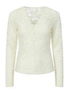 Yaslacey Ls V-Neck Lace Top S. Noos YAS White