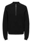 Onskaiser Rlx Ls 1/2 Zip Polo Knit Noos ONLY & SONS Black