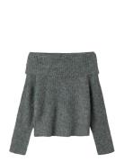Nlfnulo Ls Short Fold Down Knit LMTD Grey