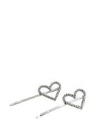 Hearts Hair Pin Silver 2 Pcs Pipol's Bazaar Silver