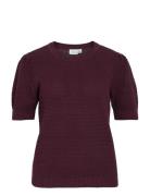 Vidalo O-Neck S/S Knit Top - Noos Vila Burgundy