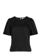 Viellette 2/4 Satin Puff Top - Noos Vila Black