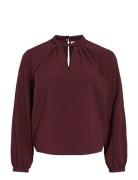 Viveama L/S High Neck Top/Pb Vila Burgundy