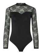 Pcmilly Ls Lace Bodystocking Noos Pieces Black