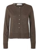 Slfthea Ls Knit Merino Cardigan Noos Selected Brown