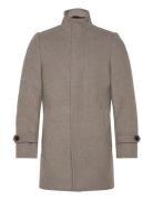 Recycled Wool Funnel Neck Coat Lindbergh Beige