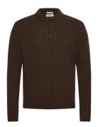 Lambswool L/S Button Polo Lindbergh Brown