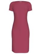 Stretch Crepe Boat Neck Ss Dress Calvin Klein Burgundy
