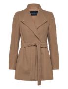 Platform Felt Crossover Coat French Connection Beige