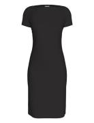 Stretch Crepe Boat Neck Ss Dress Calvin Klein Black