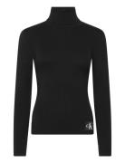 Woven Label Roll Neck Calvin Klein Jeans Black