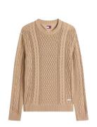 Tjm Slm Badge Cable Knit Sweater Tommy Jeans Beige