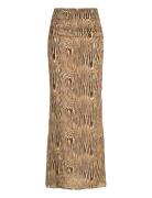 Laurel Ruched Chiffon Maxi Skirt Malina Beige