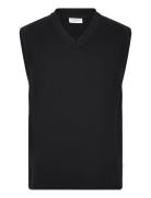 Rib Knitted V-Neck Slipover Lindbergh Black