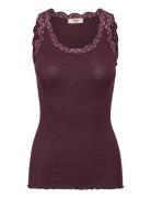 Rmwbalta Modal Sl U-Neck Top RM By Rosemunde Burgundy
