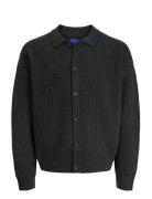 Joryork Knit Cardigan Polo Stydaw25 Jack & J S Grey