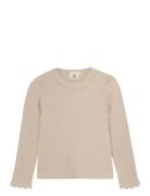 T-Shirt Ls Pointelle En Fant Beige