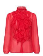 Liljasz Crinkle Ls Shirt Saint Tropez Red