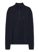Classic Cotton Cable Zip Mock Tommy Hilfiger Navy
