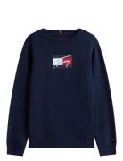 Tommy Script Flag Sweatshirt Tommy Hilfiger Navy