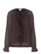 Kamila Chiffon Blouse Kaffe Brown