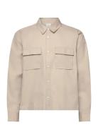 Ls Cotton Nylon Easy Cropped Shi Calvin Klein Beige