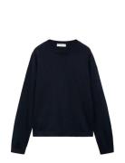 Decorative Seams Cotton Sweater Mango Navy