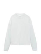 Decorative Seams Cotton Sweater Mango Blue