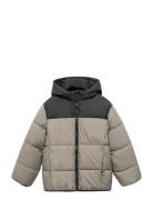 Bicolour Quilted Anorak Mango Grey