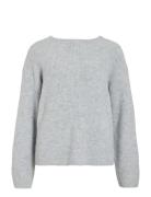 Viretta O-Neck L/S Knit Bow Top/Ln Vila Grey