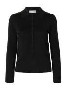 Slflura Ls Slim Knit Collar Neck Selected Black