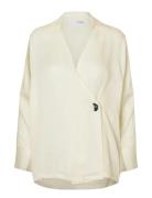 Slfjolly Ls Wrap Top B Selected Cream