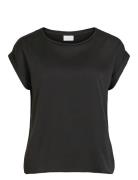 Viellette S/S Satin Top - Noos Vila Black