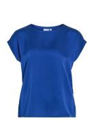 Viellette S/S Satin Top - Noos Vila Blue