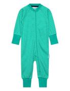 Pyjamas Two Way Zipper Green Stripe Geggamoja Green